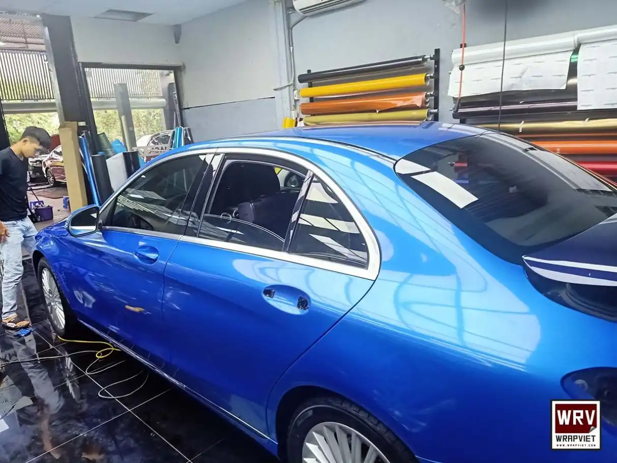 Mercedes S250 Wrap Xanh Dương Bóng 3M source wrapviet thi công hà nội - wv33