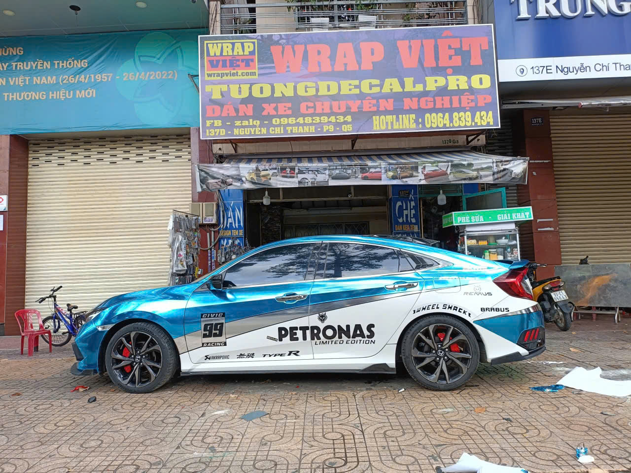Honda Civic wrap tem chrome cùng nhiều mẫu tem theo yêu cầu khách hàng - 140