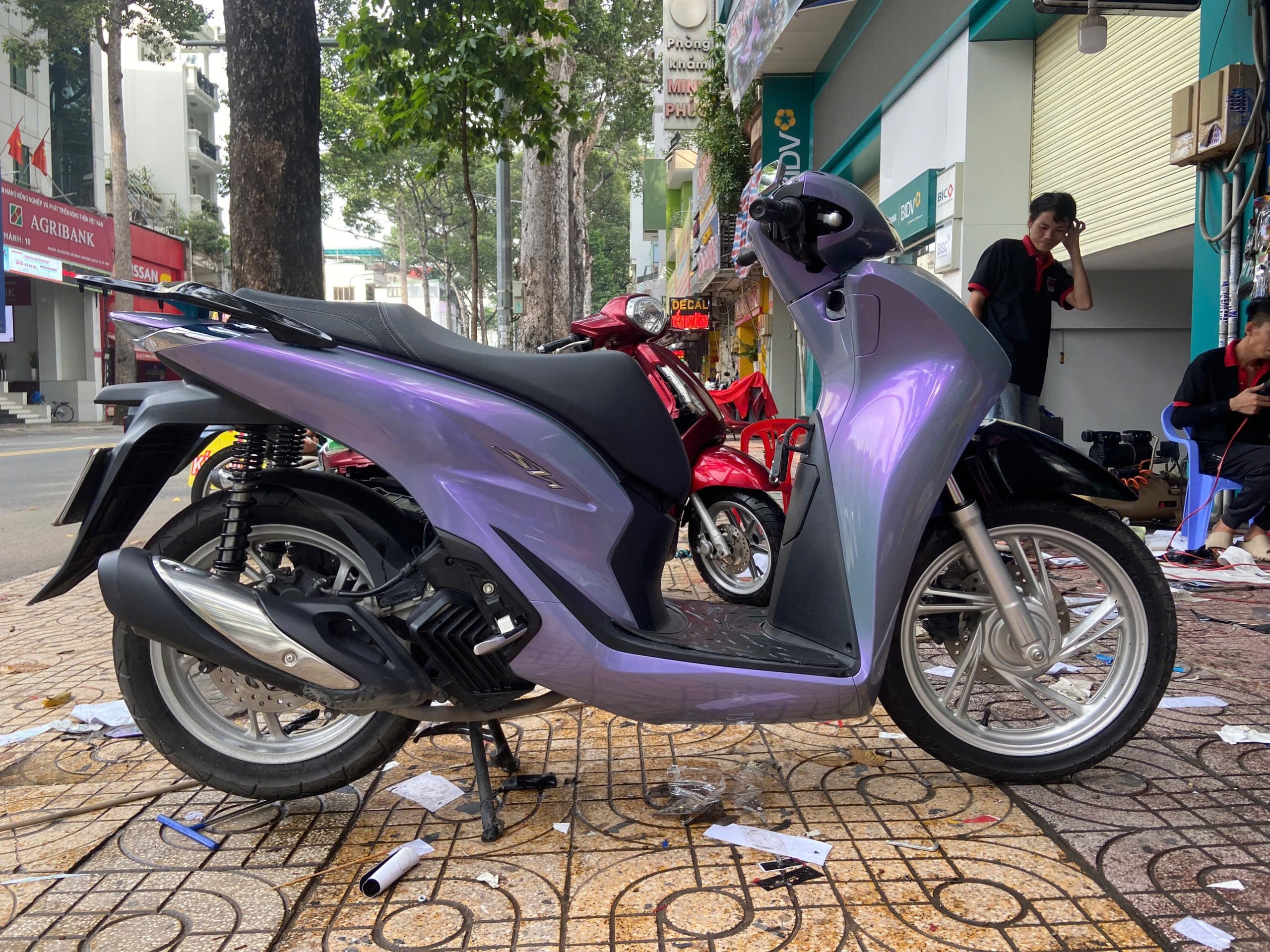 SH wrap full xanh bóng ánh tím-wv369