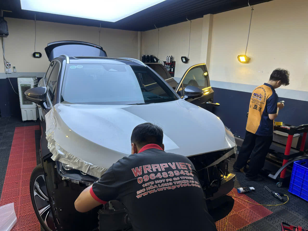 BYD wrap full trắng nhũ có ánh-wv468