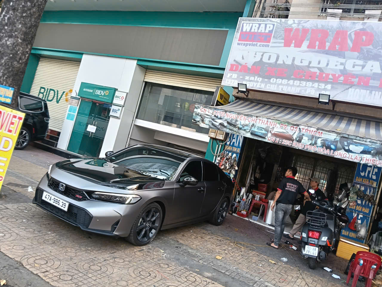 Honda Civic wrap full xám bạc nhũ ánh kim cao cấp-wv563