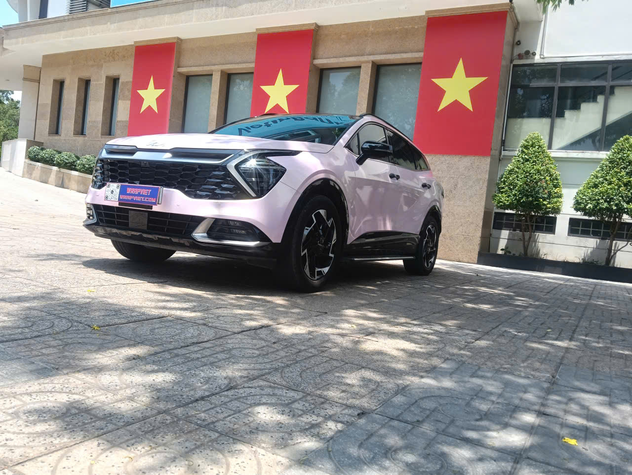 Kia Sportage wrap full hồng nhạt ánh nhũ cao cấp-wv570